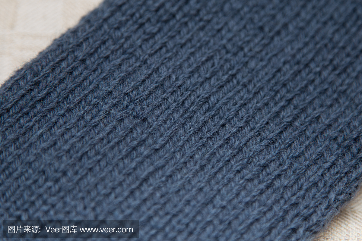 手工針織圖案特寫。羊毛針織紗。